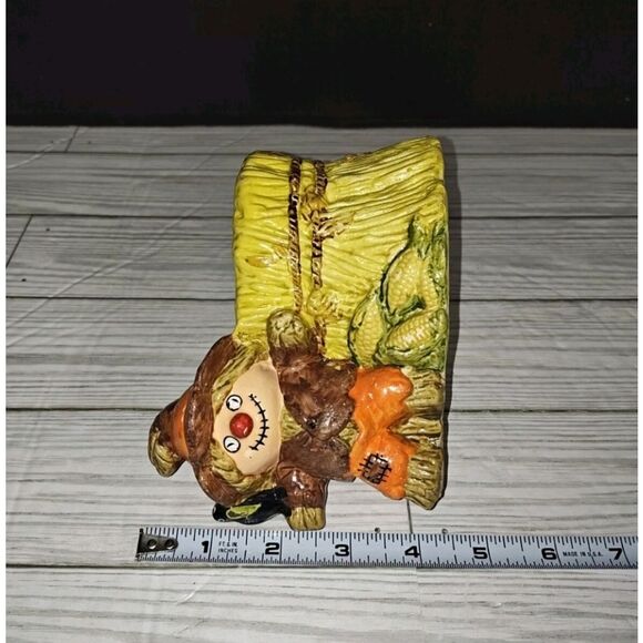 Scarecrow Halloween Planter E-6573 Vintage Hand Painted Planter Pen Candy Holder - Picture 11 of 12